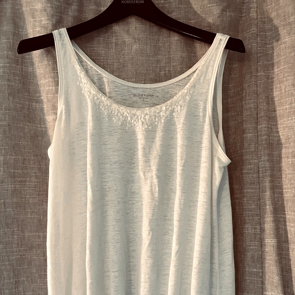 Eileen Fisher, tank top with embellished beaded neckline